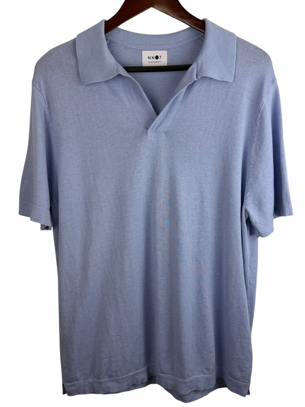 NNO7 No Nationality | Ryan Blue Linen Blend Polo Shirt